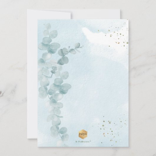 PixDezines H2 Eukalyptus Taufen Einladung (Rückseite)