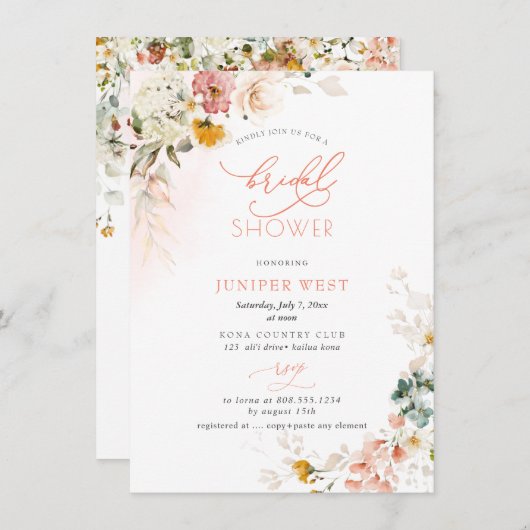 PixDezines H2 Fall Garden Blume Brautparty Save The Date (Vorne/Hinten)