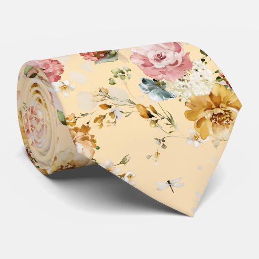 PixDezines H2 Fall Garden Blume Neck Tie Krawatte (Gerollt)