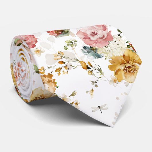 PixDezines H2 Fall Garden Blume Neck Tie Krawatte (Gerollt)