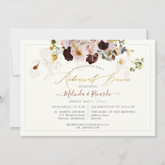 PixDezines H2 Fall Garden Blume Probe Abendessen Einladung (Vorderseite)