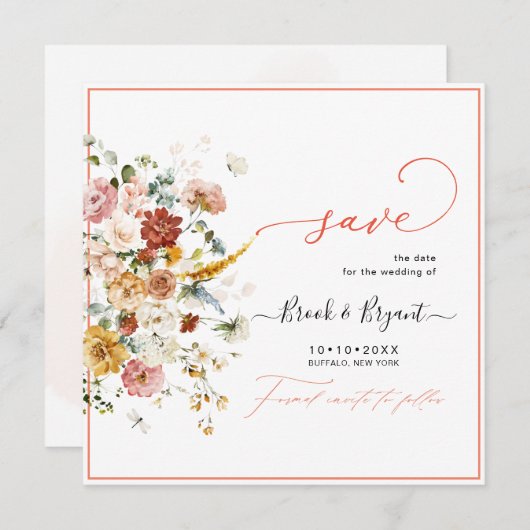 PixDezines H2 Fall Garden Blume Save the Date (Vorne/Hinten)