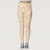 PixDezines H2 Frühlingsblumen Blush Senf Leggings (Vorderseite)