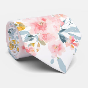 PixDezines H2 Frühlingsblumen Blush und Blau Krawatte