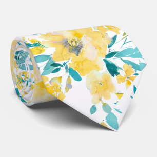 PixDezines H2 Frühlingsblumen Gelb Blaue Rosen Krawatte
