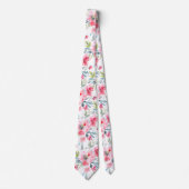 PixDezines H2 Frühlingsblumen Rosa Rot Dusty Blau Krawatte (Vorderseite)