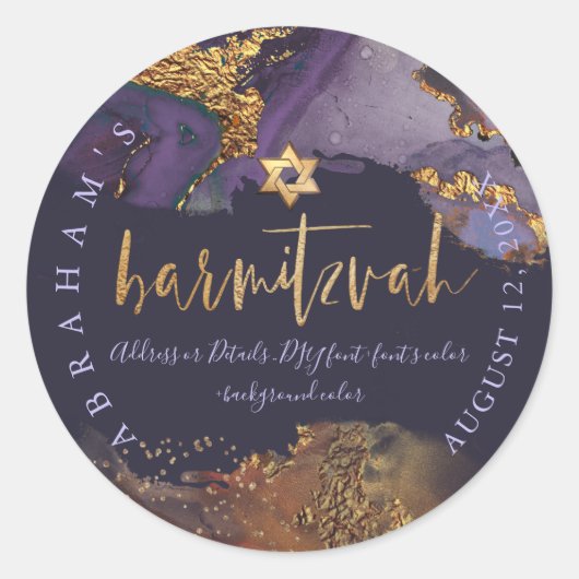 PixDezines H2 Galaxy Moderne Abstrakte Bar Mitzvah Runder Aufkleber (Vorderseite)