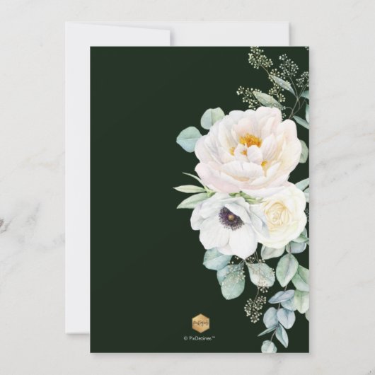 PixDezines H2 Green Gold Eukalyptus Brautparty Einladung (Rückseite)