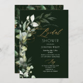 PixDezines H2 Green Gold Eukalyptus Brautparty Einladung (Vorne/Hinten)