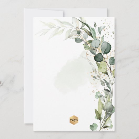 PixDezines H2 Greenery Gum Foliage First Commumion Einladung (Rückseite)