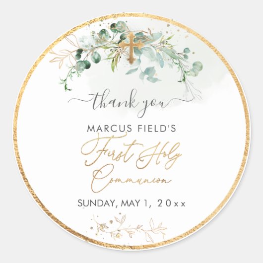 PixDezines H2 Grüne Eukalyptus Heilige Kommune Runder Aufkleber (Vorderseite)