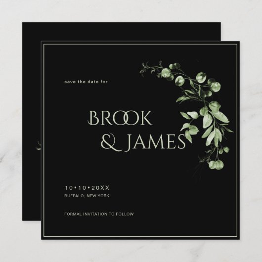 PixDezines H2 Grüne Eukalyptus Save the Date (Vorne/Hinten)