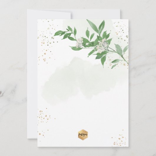 PixDezines H2 Grüne Weißblüten Bestätigung Einladung (Rückseite)