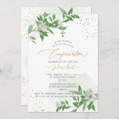 PixDezines H2 Grüne Weißblüten Bestätigung Einladung (Vorne/Hinten)