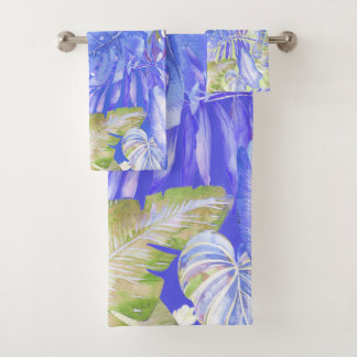 PixDezines H2 Hawaiianischer Dschungel Grün Badhandtuch Set