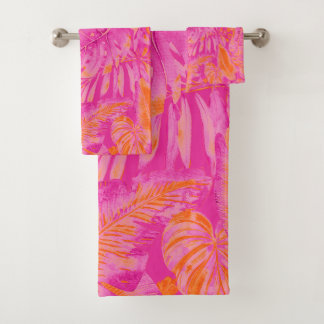 PixDezines H2 Hawaiianischer Dschungel Hot Pink Or Badhandtuch Set