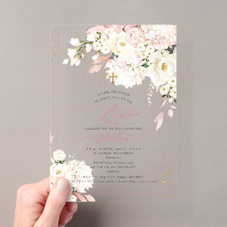 PixDezines H2 Hortensien Blush Rosen Taufe Acryleinladungen