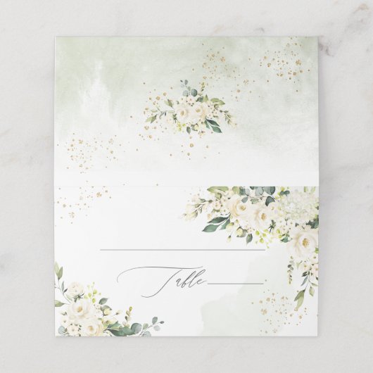PixDezines H2 Hydrangeas Alabaster-Rose Platzkarte (Außenseite Aufgefaltet)