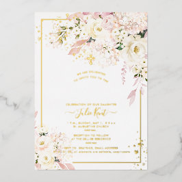 PixDezines H2 Hydrangeas Blush Rose Taufe Folieneinladung