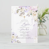 PixDezines H2 Hydrangeas Creme Rose Taufe Einladung (Stehend Vorderseite)