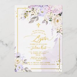 PixDezines H2 Hydrangeas Creme Rose Taufen Foil Folieneinladung