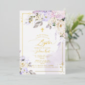 PixDezines H2 Hydrangeas Creme Rose Taufen Foil Folieneinladung (Stehend vorne)