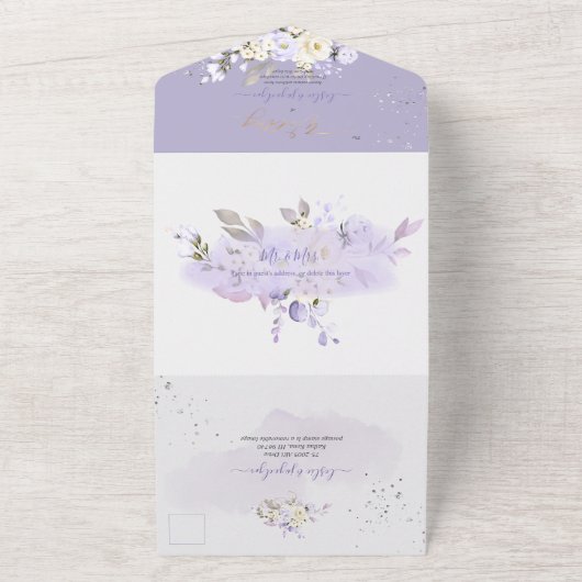 PixDezines H2 Lila Hyde Dusty Lila Rose All In One Einladung (Außenbereich)