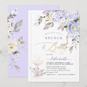 PixDezines H2 Lila Rose Hydrangea Brunch Bubbly Einladung