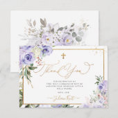PixDezines H2 Lila Rose Kommunion Vielen Dank Einladung (Vorne/Hinten)