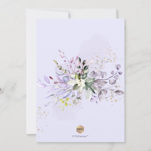 PixDezines H2 Lilac Lila Eukalyptus Bautizo Einladung (Rückseite)