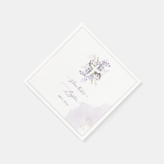 PixDezines H2 Lilac Lila Eukalyptus Taufe Serviette (Ecke)