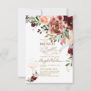 PixDezines H2 Marsala Roter Herbstbrunch & Bubbly Einladung