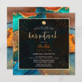 PixDezines H2 Moderne Galaxie Abstrakte Bar Mitzva Einladung (Vorne/Hinten)