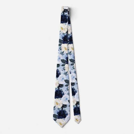 PixDezines H2 Navy+Dusty Blue Rose Krawatte (Vorderseite)