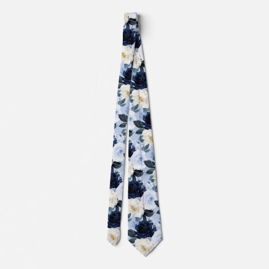 PixDezines H2 Navy+Dusty Blue Rose Krawatte (Rückseite)