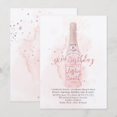 PixDezines H2 Pink Champagne 90 Birthday Einladung (Vorne/Hinten)