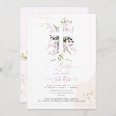 PixDezines H2 Pink Eukalyptus Bautizo Einladung (Vorne/Hinten)