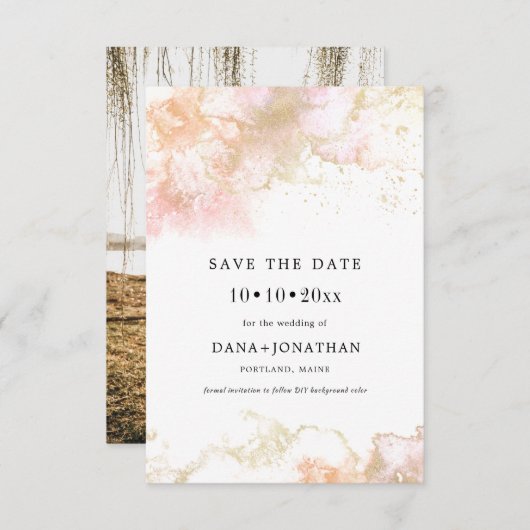 PixDezines H2 Rosa Wellen Imitate Metallischer Sch Save The Date (Vorne/Hinten)