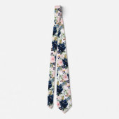 PixDezines H2 Rosarot Navy Blumen Krawatte (Rückseite)