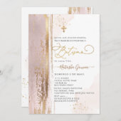 PixDezines H2 Rose Batismo Einladung (Vorne/Hinten)