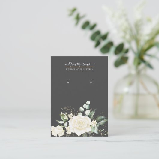 PixDezines H2 Rose Cremeohrringe Anzeige Visitenkarte (Stehend Vorderseite)