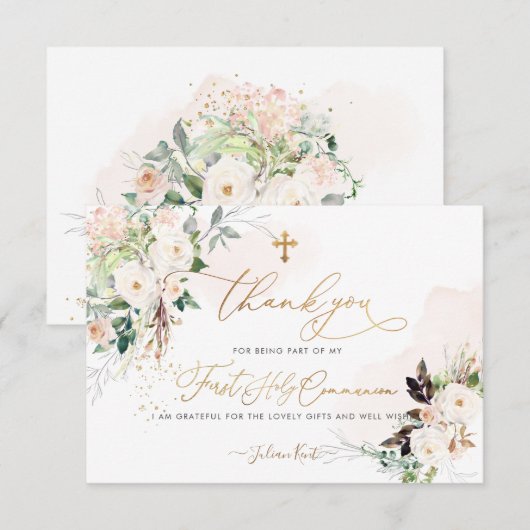 PixDezines H2 Rose Dankeskarte (Vorne/Hinten)