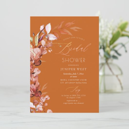 PixDezines H2 Rust Fall Eukalyptus-Brautparty Einladung (Stehend Vorderseite)