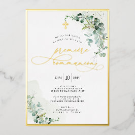 PixDezines H2 Rustic Eucalyptus Première Communion Folieneinladung