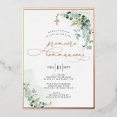 PixDezines H2 Rustic Eucalyptus Première Communion Folieneinladung (Vorderseite)