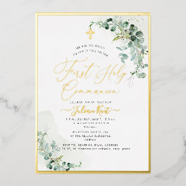 PixDezines H2 Rustikale Eukalyptus Erste Kommune Folieneinladung