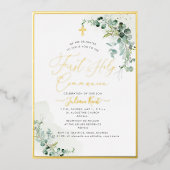 PixDezines H2 Rustikale Eukalyptus Erste Kommune Folieneinladung (Vorderseite)