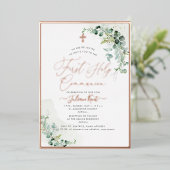 PixDezines H2 Rustikale Eukalyptus Erste Kommune Folieneinladung (Stehend vorne)