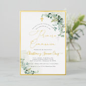 PixDezines H2 Rustikale Eukalyptus Primera Kommuni Folieneinladung (Stehend vorne)