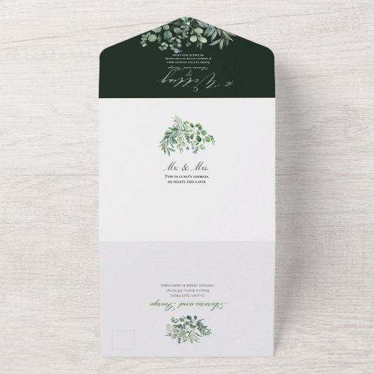 PixDezines H2 Rustikaler Grüner Goldgummi Eukalypt All In One Einladung (Außenbereich)